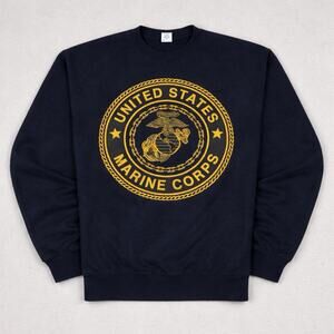 Vintage USMC United States Marine Corps Sweatshirt Large Black Crewneck USA Made